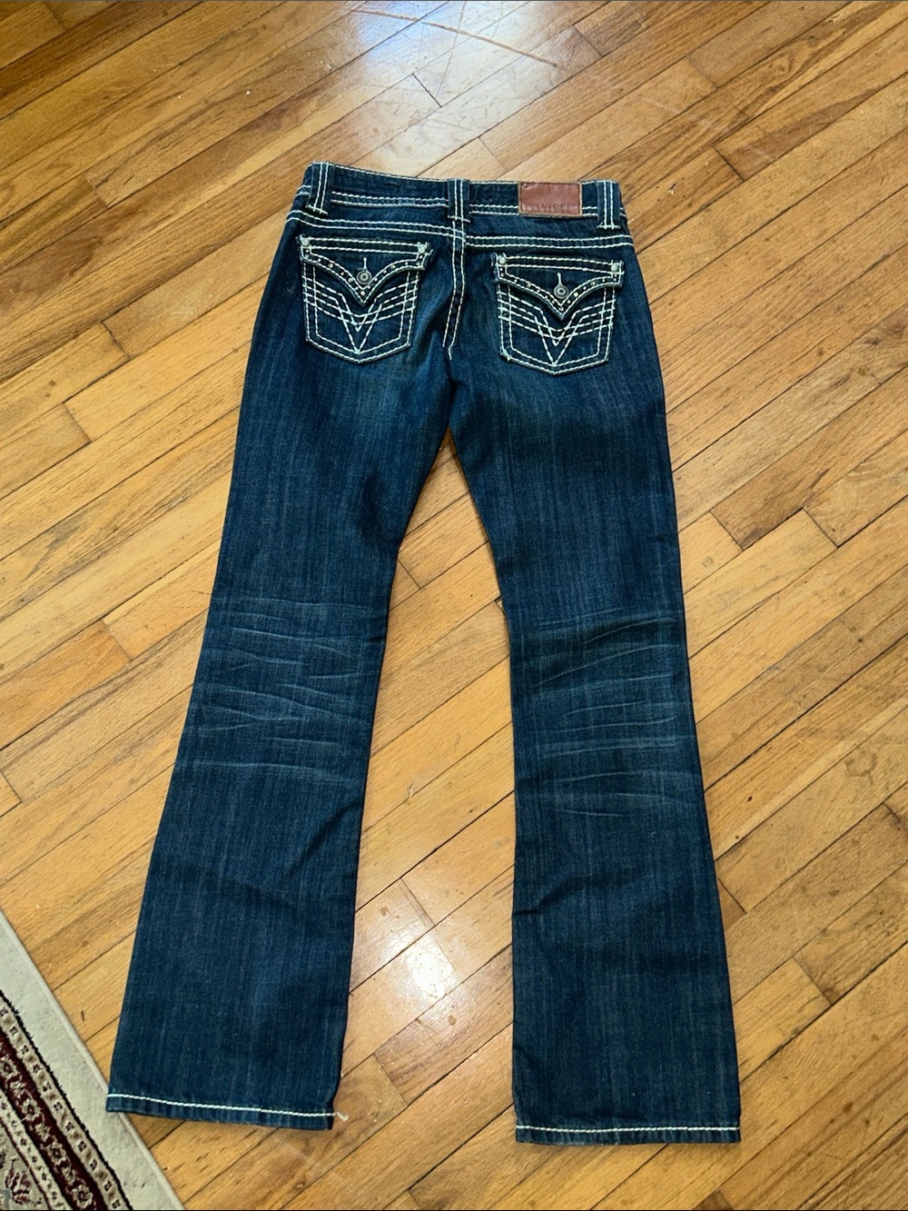 Vigoss Dark Blue Flare Jeans with Contrasting Pocket Stitching